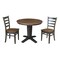 International Concepts 36 in. Solid Wood Round Extension Dining Table with 2 Dining Chairs in Hickory/Washed Coal K45-36RXT-23B-C617-2 - alternate 1